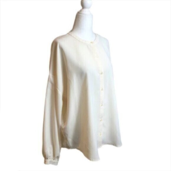 NWT Alfani White Button Down Blouse Large - Picture 3 of 8